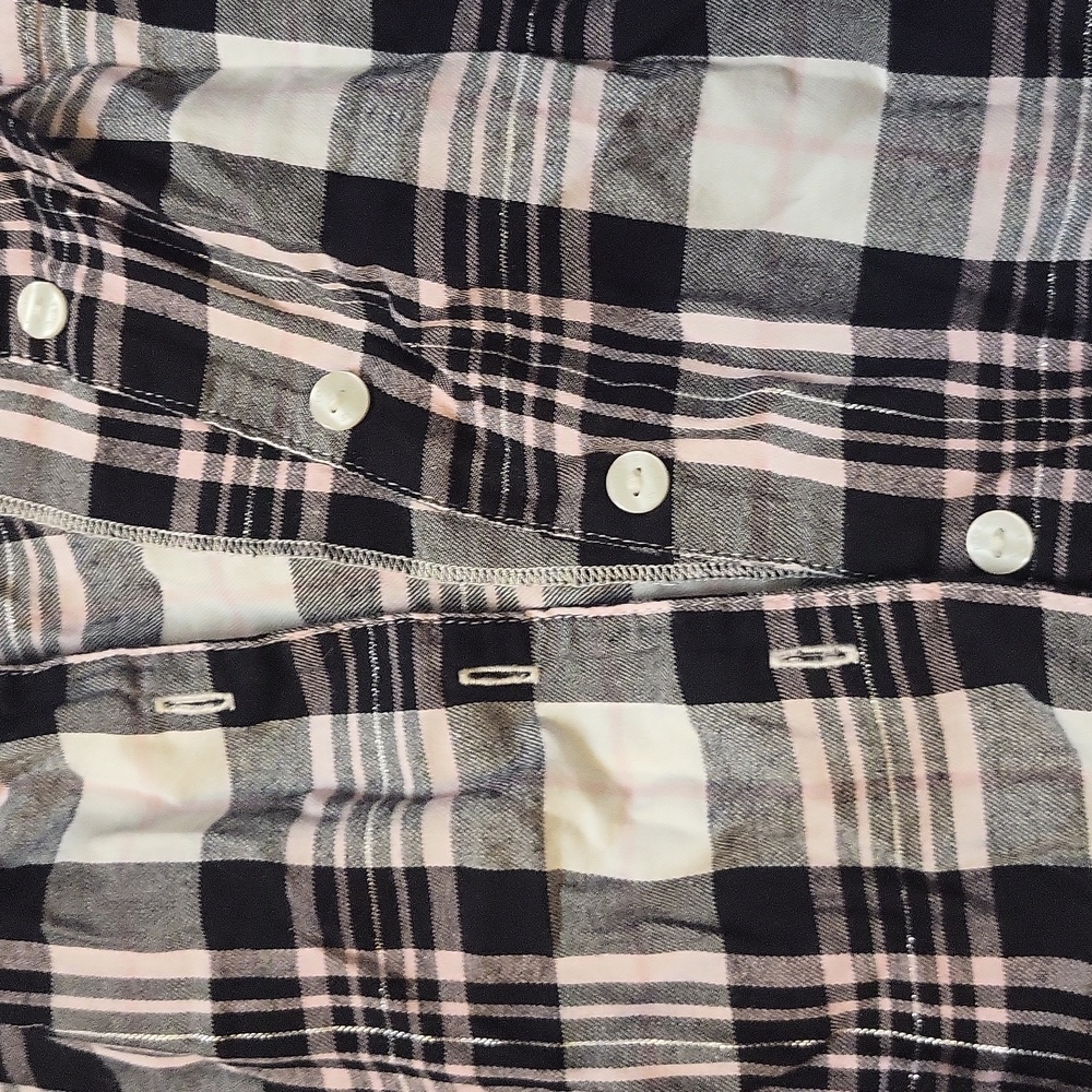 Victoria's Secret Black and White Button Down Shirt Classic Plaid - Picture 5 of 6